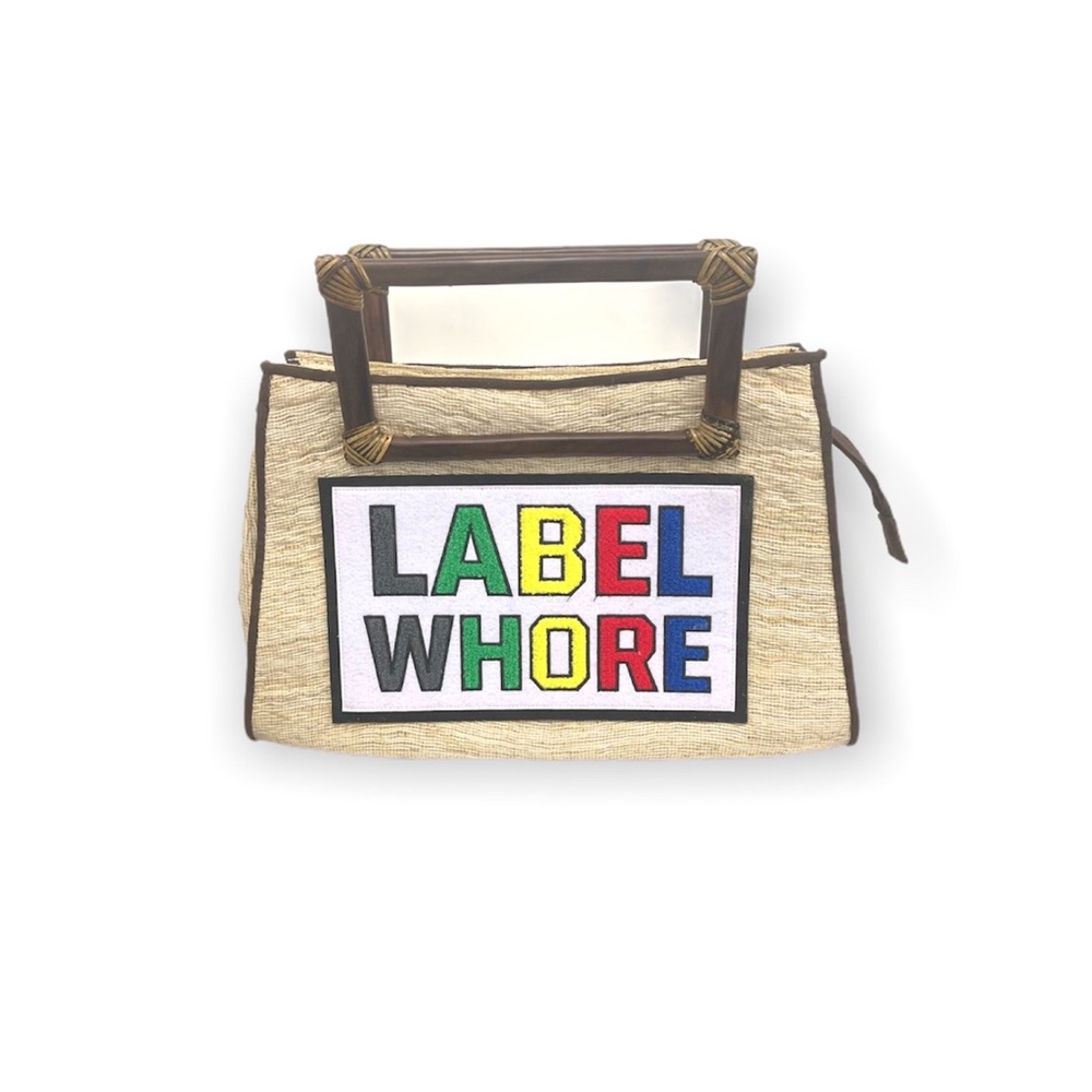 Rare Upcycled Labels Top Handle Handbag
